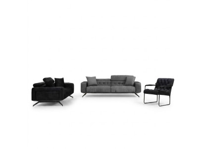 Modern 3-seater sofa black-grey
