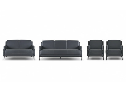 Home office set 4 pcs: 3-seater, 2-seater, 2x armchairs, dark gray, plain