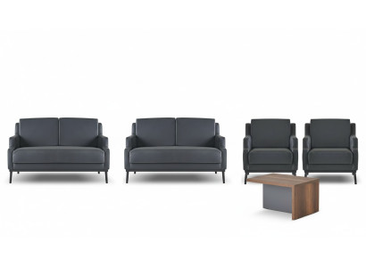 Home Office Set 5-piece Dark Gray Style 2x 2-Seater 2x Armchair Coffee Table