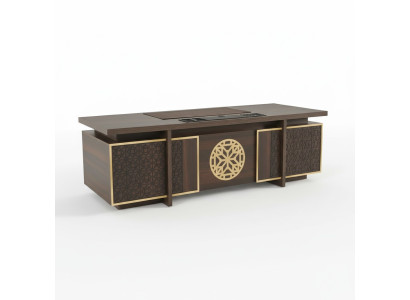 Modern office desk with drawers, doors, storage, study room, brown style