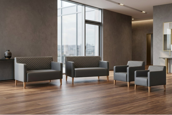 Office Suite 4-piece 2x S-sofa 2x Armchair Black Solid Color Modern