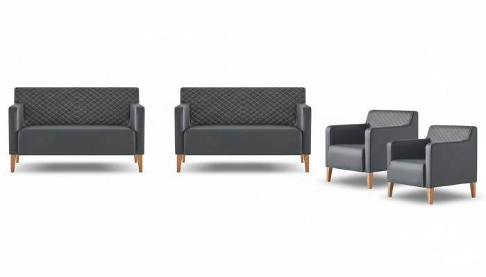 Office Suite 4-piece 2x S-sofa 2x Armchair Black Solid Color Modern