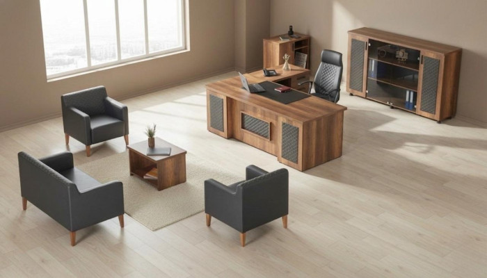 Black-brown study set desk sideboard sofa armchair