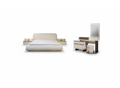 Stylish white bedroom set double bed dressing table bedside tables