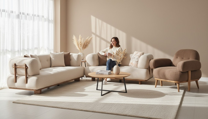 Exclusive beige living room seating ensemble living room sofas armchair