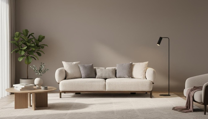 Modern gray three-seater sofa for luxury living room decoration