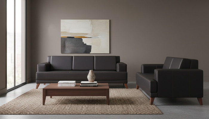 Modern Sofa Set Leather Sofas Black 3-Seater 2-Seater Cushions Pillows