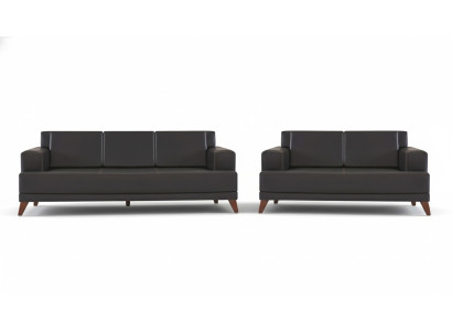 Modern Sofa Set Leather Sofas Black 3-Seater 2-Seater Cushions Pillows