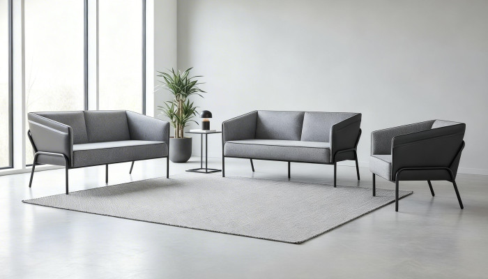 Seating furniture leather sofas reclining armchair 2-seater armchair gray stainless steel leather