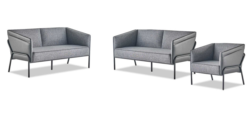 Seating furniture leather sofas reclining armchair 2-seater armchair gray stainless steel leather