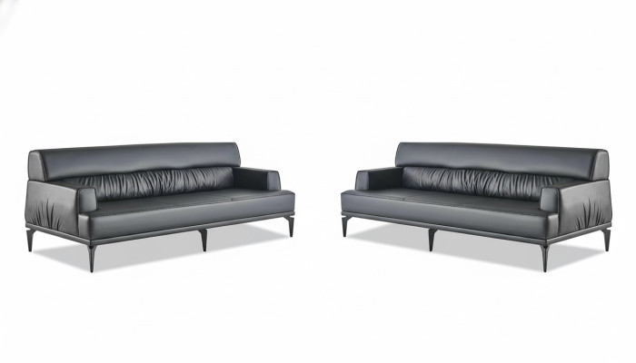Sofas Leather Sofa Set Black 3-Seater Three-Seater Leather Sofas Couch Modern