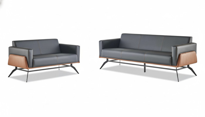 Sofa set black brown leather sofas seating furniture 3-seater 2-seater couches