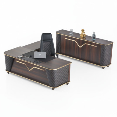 Complete desk office chair sideboard brown black study