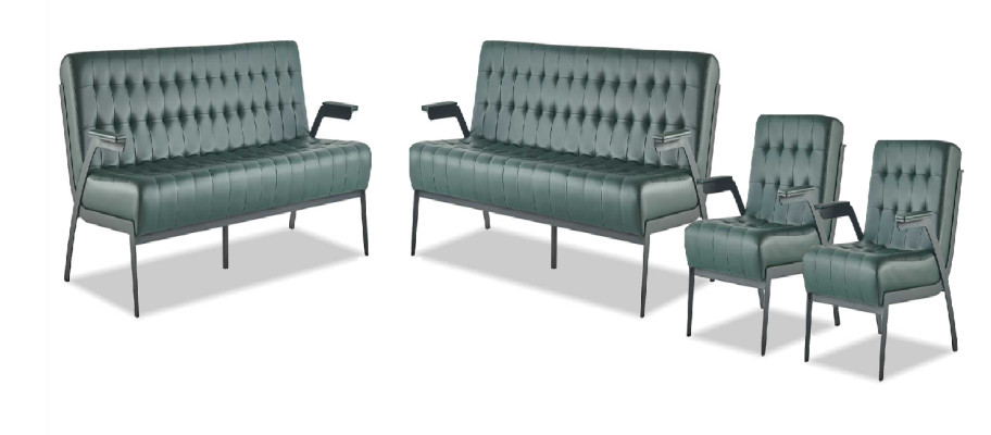 3-seater sofa set armchair green Chesterfield modern leather sofas