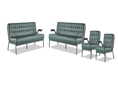 3-seater sofa set armchair green Chesterfield modern leather sofas