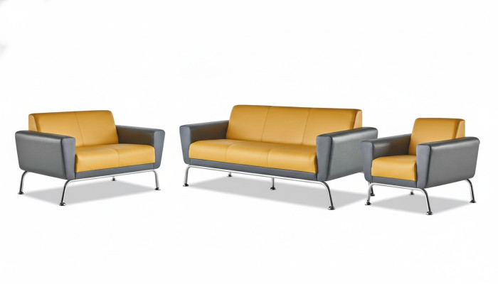 Leather sofas Yellow Gray Sofa Set 3-seater 2-seater Armchair