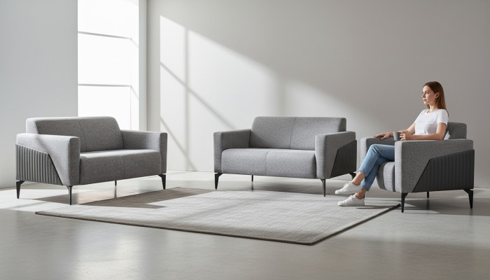 Sofa set gray sofas armchair stainless steel sofa set 2-seater armchair