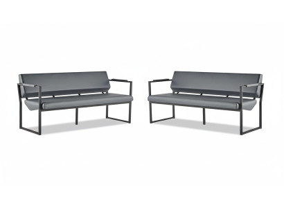 3-seater set of leather sofas, black stainless steel, leather, modern sofa set, couch