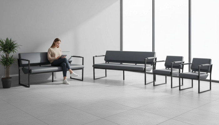 Black Modern Leather Sofa Set 3-Seater Armchair Stainless Steel