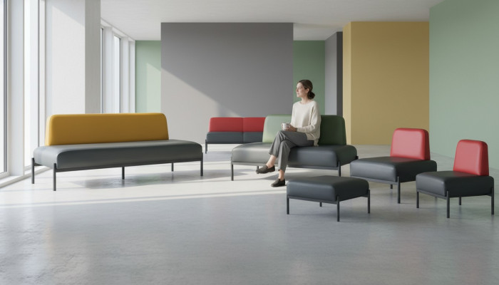 Seating furniture 3-seater 2-seater armchair stool black yellow green red couch