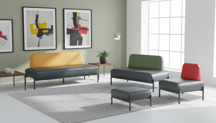 Seating furniture 3-seater 2-seater armchair stool black yellow green red couch