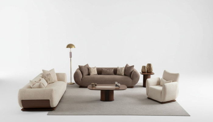 3+3+1 places sofa set wooden upholstered luxury design