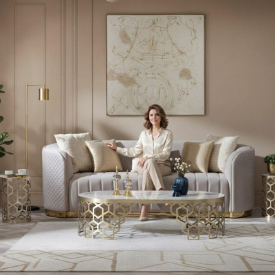Padded design sofa 3 seater