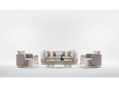 Beige fabric 3-seater sofa modern design