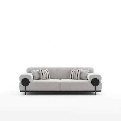 Modern gray fabric 3-seater sofa