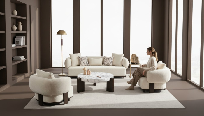 2x sofa set 3-seater white modern design sofa set