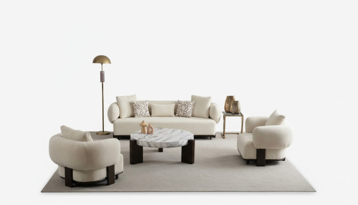 2x sofa set 3-seater white modern design sofa set