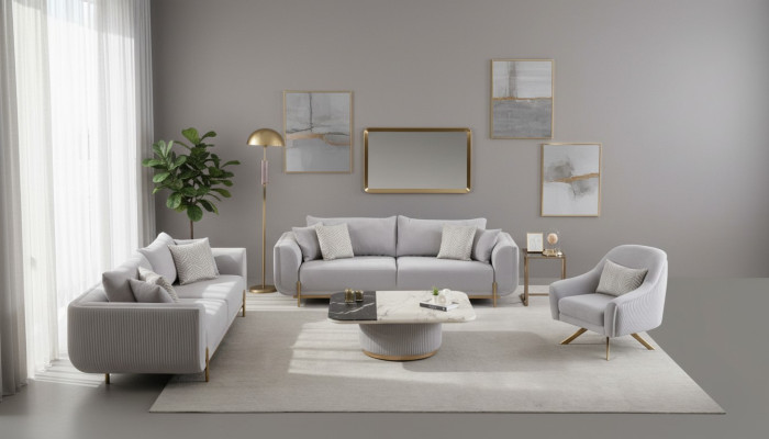 Canapé 3+3+1 places Nouveau Design Canapés Fauteuils Tissu Relax Moderne