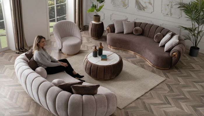 Complete modern fabric sofa set 3+3+1 for living room