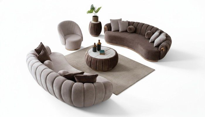 Complete modern fabric sofa set 3+3+1 for living room