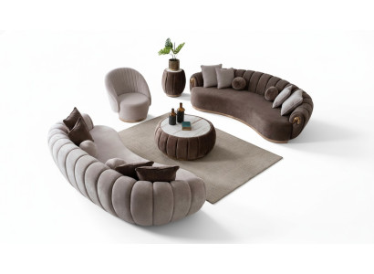 Complete modern fabric sofa set 3+3+1 for living room