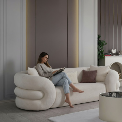 3-seater residential landscape sofa armchair padded fabric leather modern