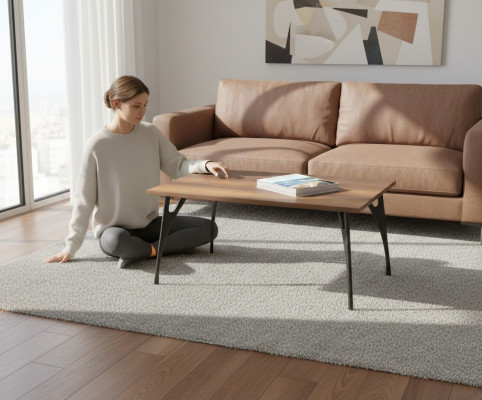 Brown wooden coffee table for office