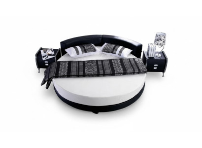 Modern black bed with elegant details and sofa