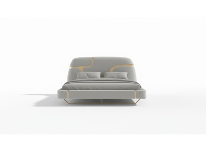 Luxury bed with gold details Modern design Headboard padded Bedroom