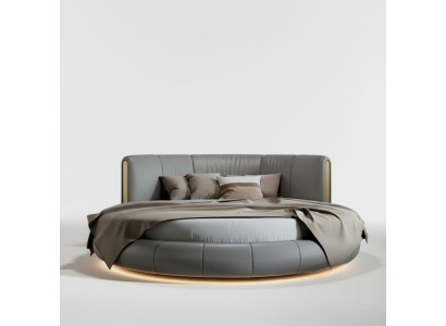 Gray-beige round bed with exclusive modern design for the bedroom