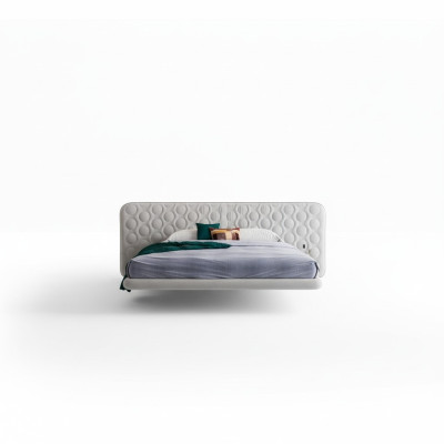 Modern white bed with minimalist and rounded design