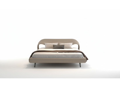 Elegant gray bed with minimalist and rounded design