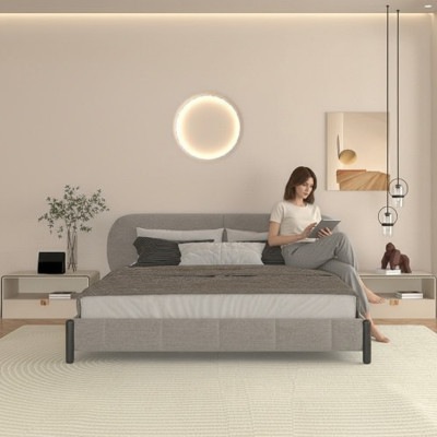 Elegant gray upholstered bed