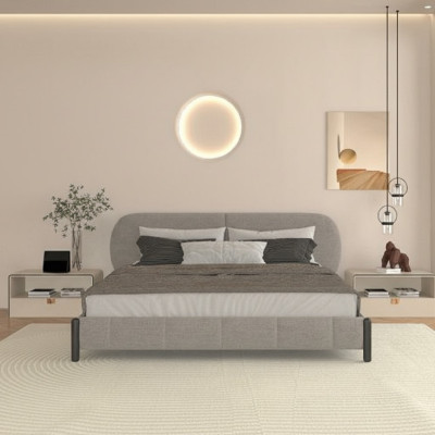 Elegant gray upholstered bed