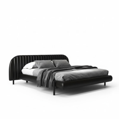 Modern black bed with elegant design and comfortable sleep