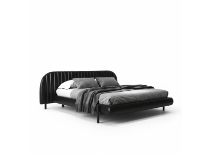 Modern black bed with elegant design and comfortable sleep