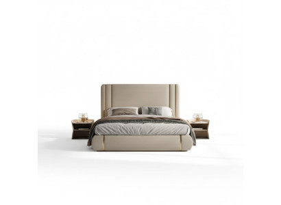 Beige bed with modern and luxurious design