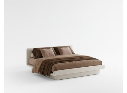Modern beige upholstered bed, luxurious and elegant