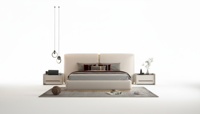 Elegant bed with beige pattern