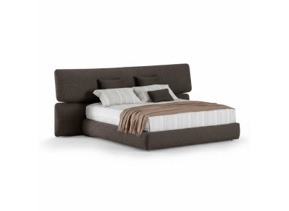 Modern black fabric bed with high headboard